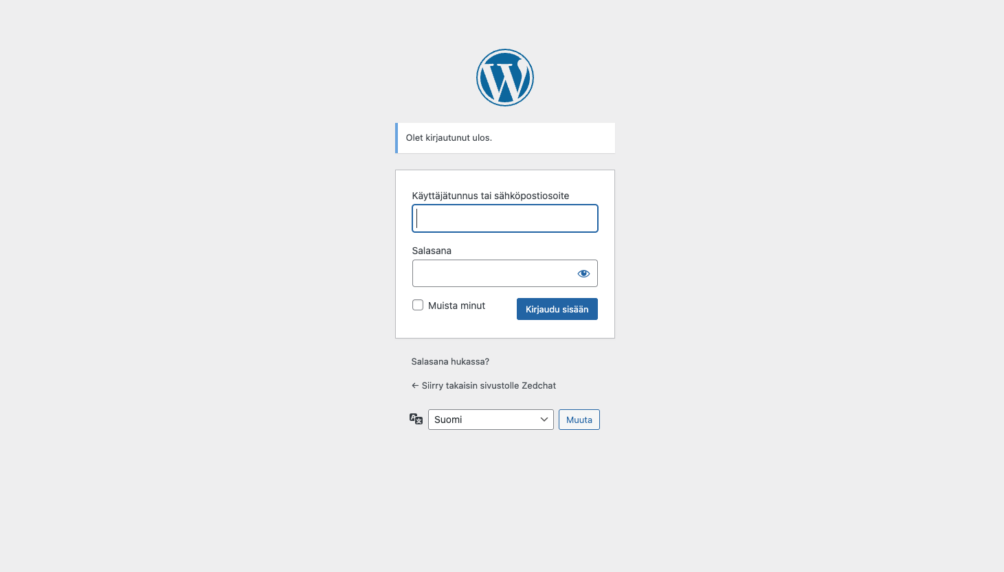 WordPress hallintapaneeli