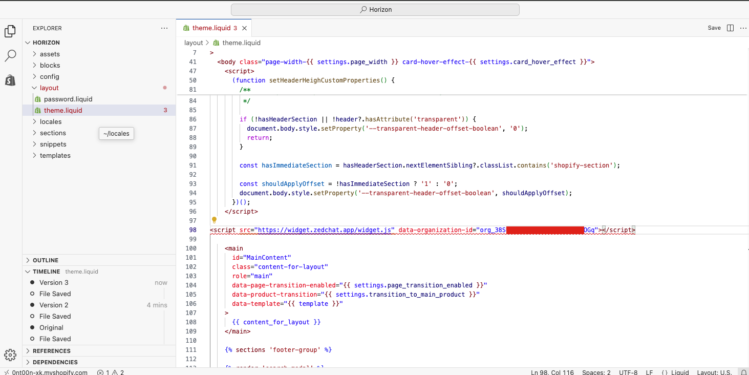 Lisää koodi head tagin alle
